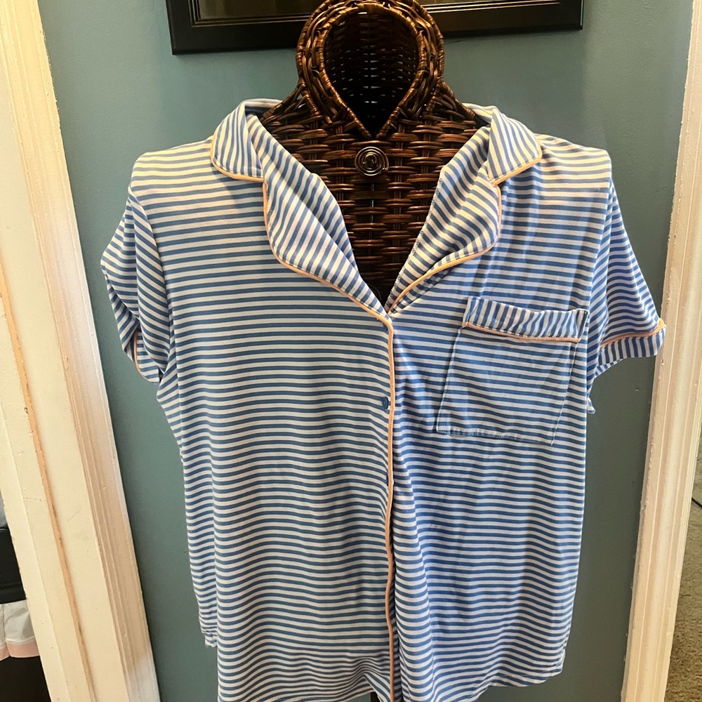 Stars Above Blue and White Striped Pajamas